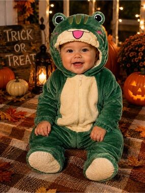 NWT - Infant Frog Halloween Costume – Plush Hooded One-Piece 6-9 months